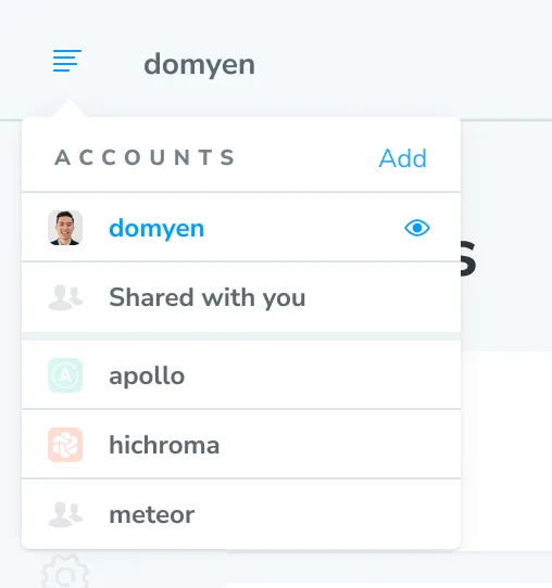 Account menu